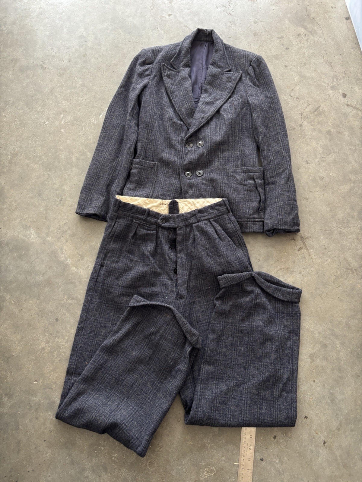 rare vintage 1940’s blue wool 2 piece men’s suit double breasted patch pocket