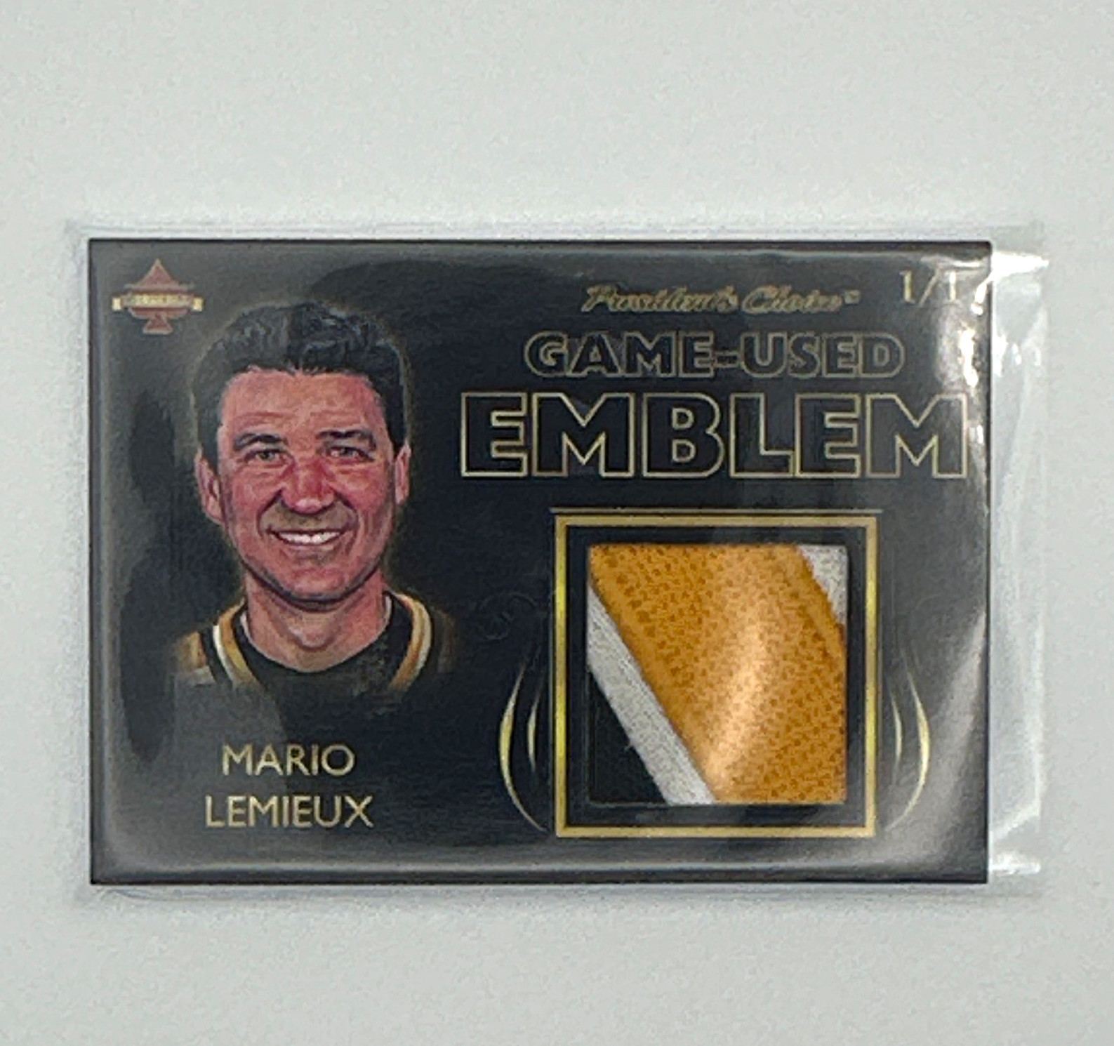 Mario Lemieux President’s Choice Game-Used Emblem 1/1 Pittsburgh Penguins Mario Lemieux President’s Choice Game-Used Emblem 1/1 Pittsburgh Penguins
