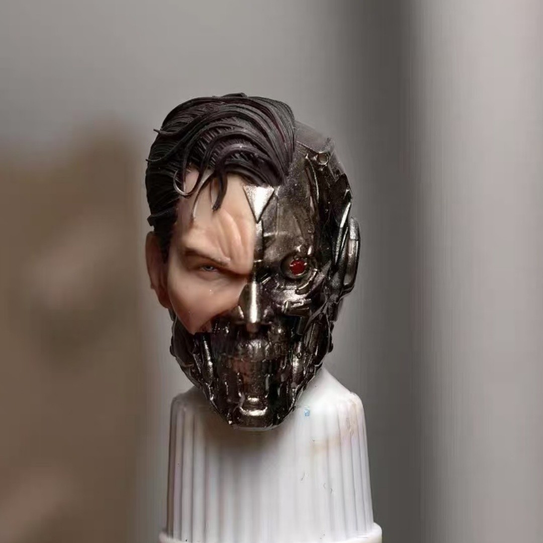 1/12 Painted Mechanical Male Hero Head Carving Model Toys Fit Mafex Figure