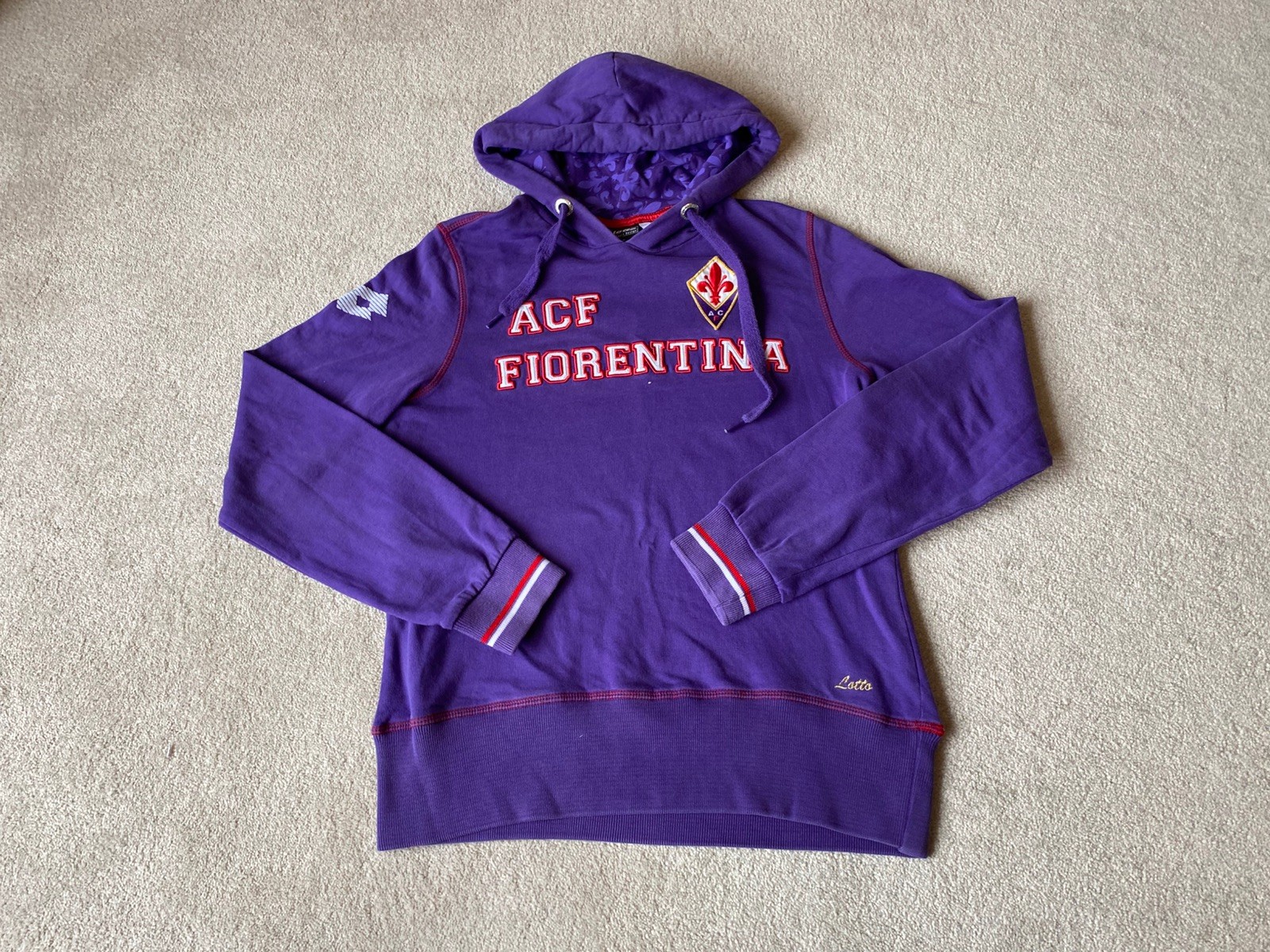 Vintage ACF Fiorentina Sweatshirt Lotto Purple Hoodie Womens Medium Football Y2K