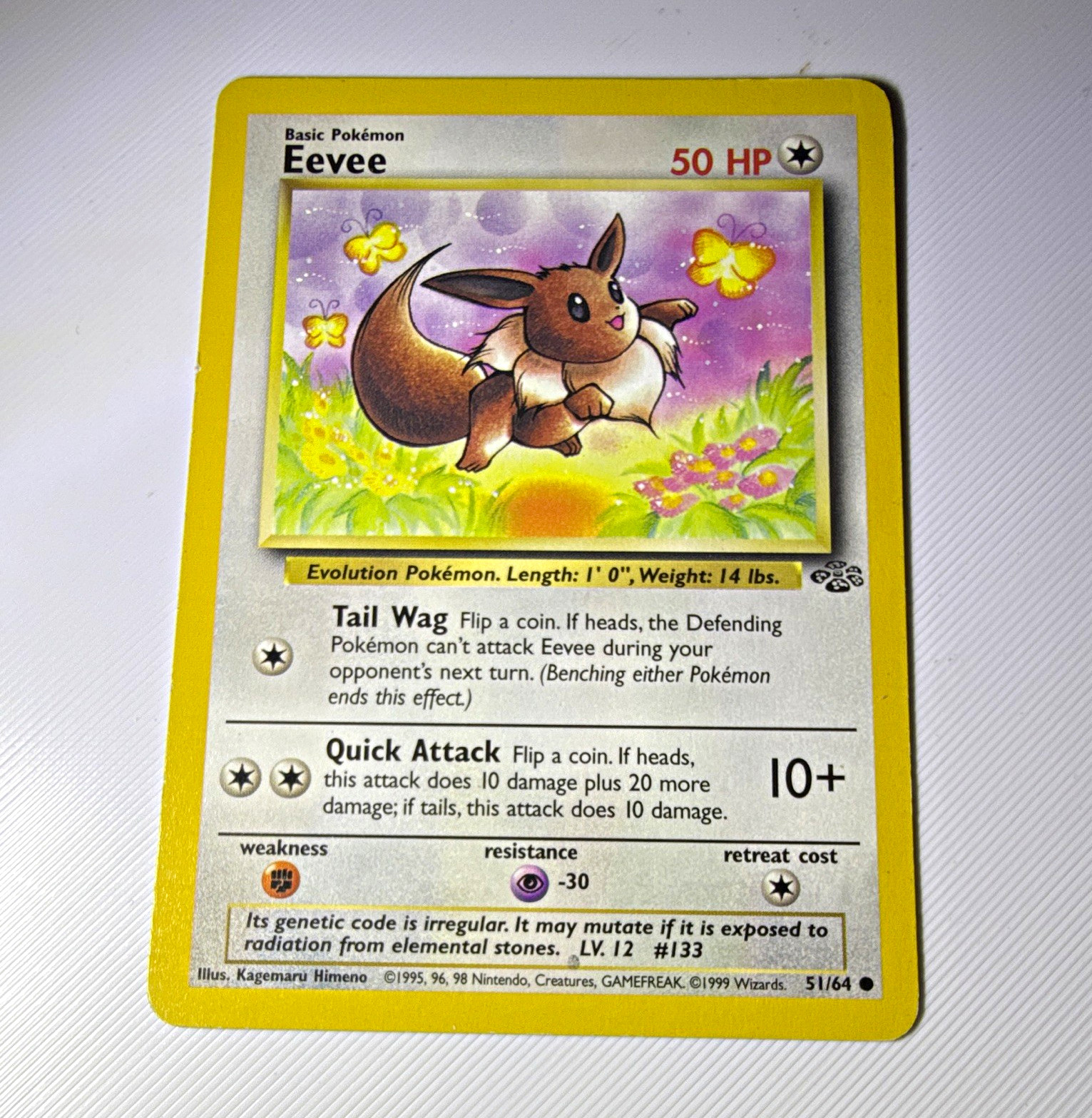 Wizards of the Coast Eevee 51/64 Jungle Common 50 HP Unlimited Regular EN 1999 Wizards of the Coast Eevee 51/64 Jungle Common 50 HP Unlimited Regular EN 1999