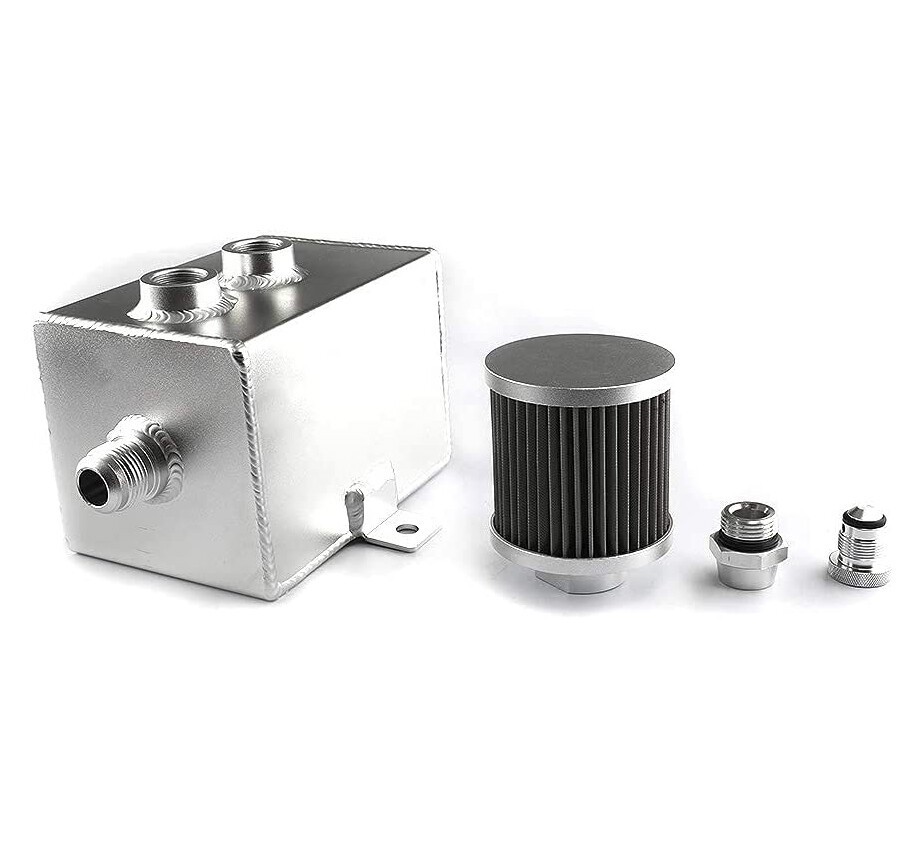 Universal 2L Oil Catch Can Tank 2 Port AN10 W/ Breather Filter Drain Tap Baffled Universal 2L Oil Catch Can Tank 2 Port AN10 W/ Breather Filter Drain Tap Baffled
