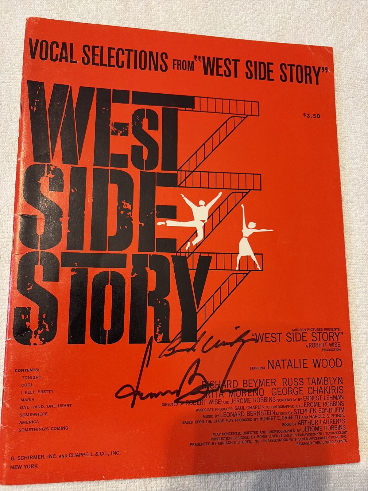 Leonard Bernstein Hand Signed West Side Story Songbook Leonard Bernstein Hand Signed West Side Story Songbook