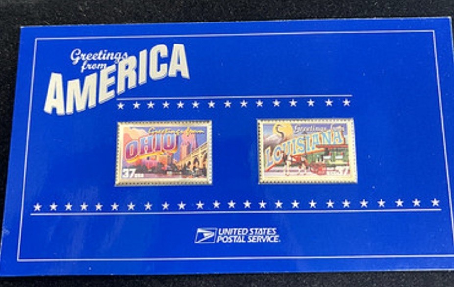 1.5Ozt. SILVER USPS Greetings From America .999 Silver Ingots OH. & LA. 1.5Ozt. SILVER USPS Greetings From America .999 Silver Ingots OH. & LA.