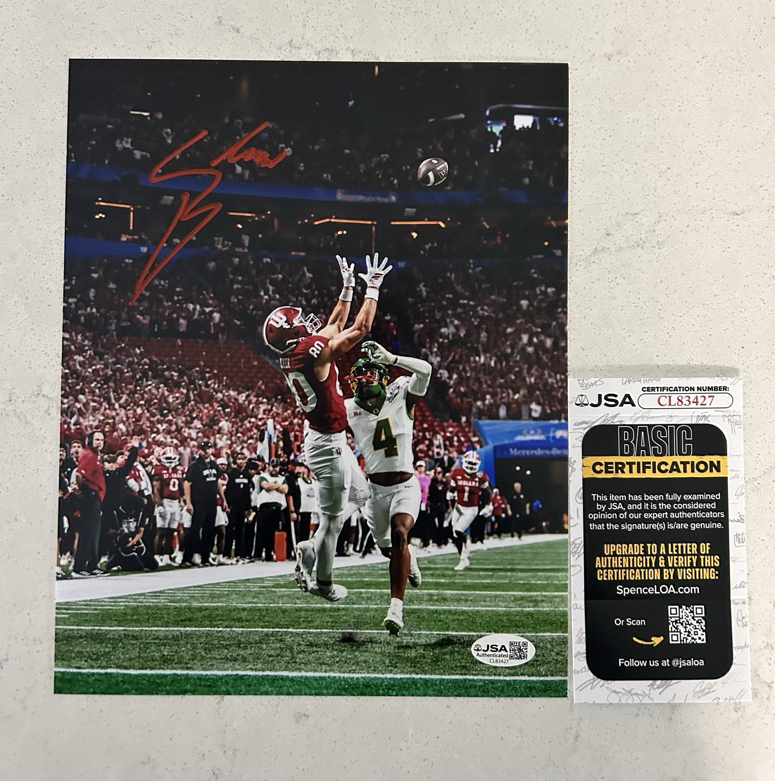 Charlie Becker Autographed Signed Photo 8x10 Indiana Hoosiers Football JSA Cert