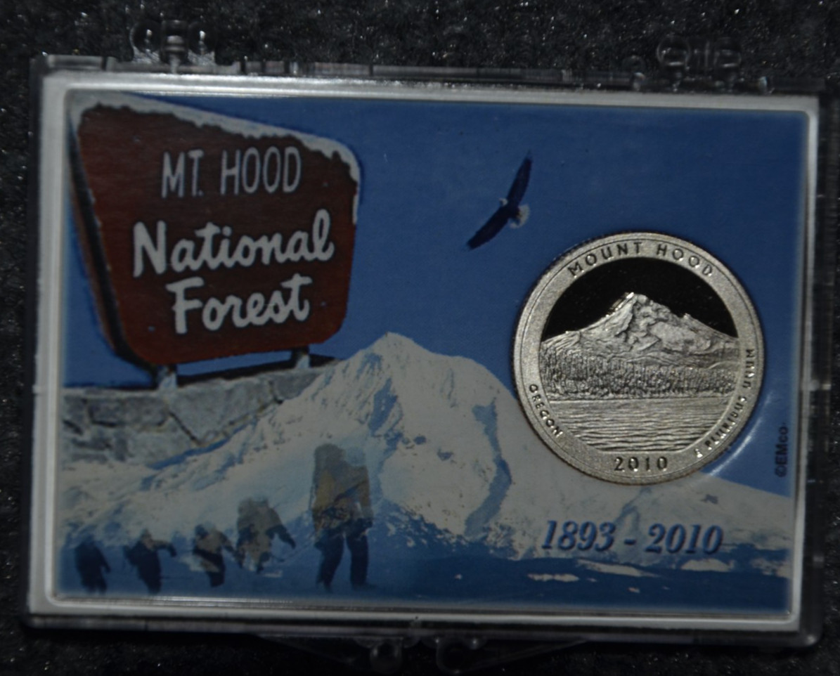 2010-S Clad Proof Mount Hood National Park Quarter 25C w/ 2x3 Snaplock Case