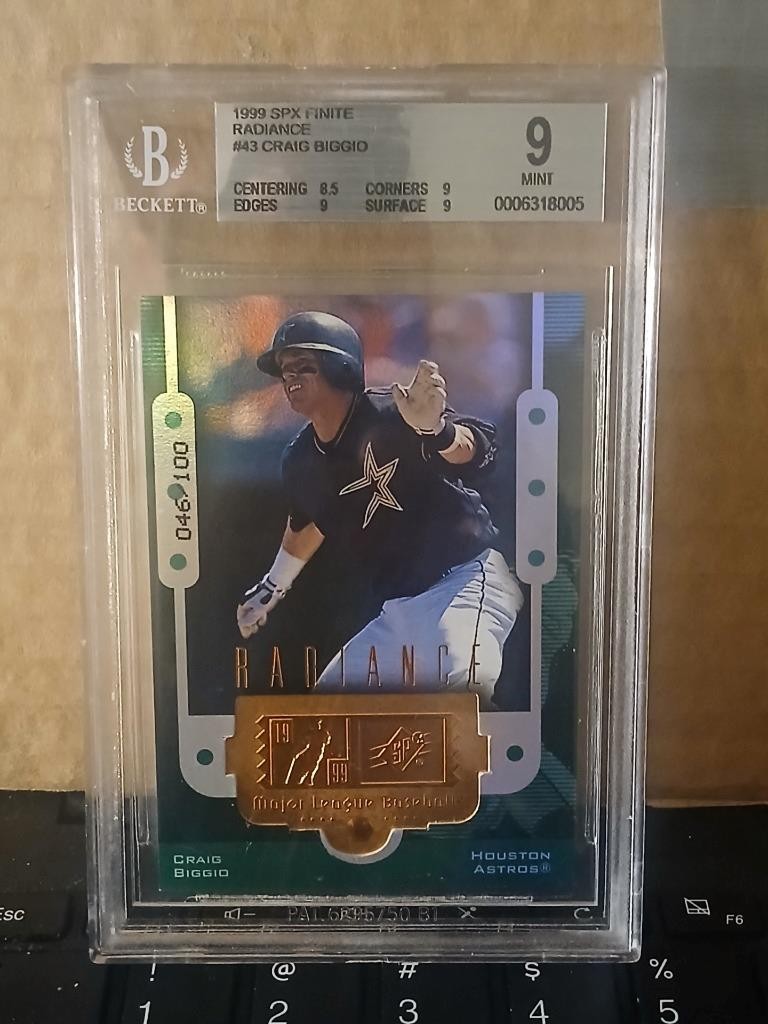 CRAIG BIGGIO 1999 SPX FINITE RADIANCE #46/100 BGS 9 Pop 1