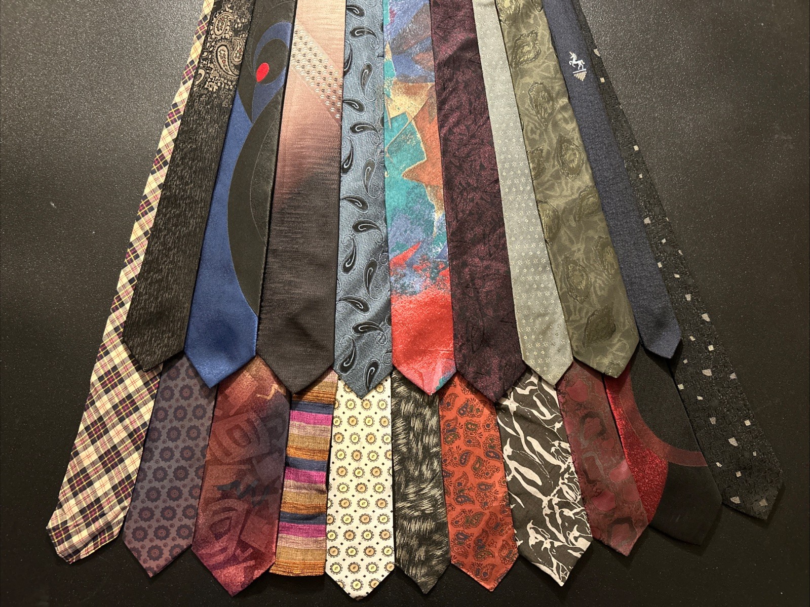 Vintage 50s 60s 80s Skinny Tie Lot Of 20 Ties Rockabilly Silk Rayon Acetate Poly