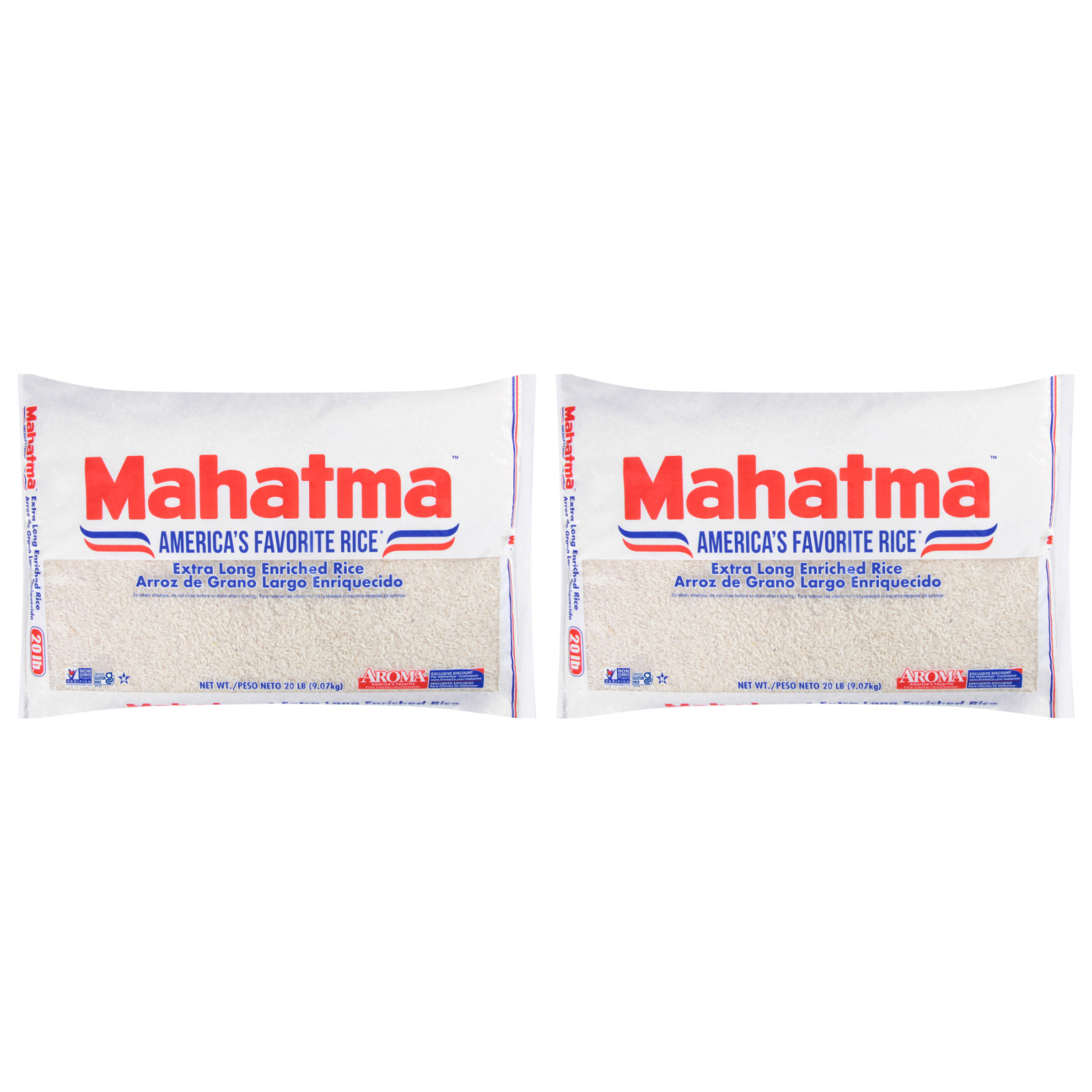 Mahatma Enriched Extra Long Grain White Rice 20 lb, 2 Bags