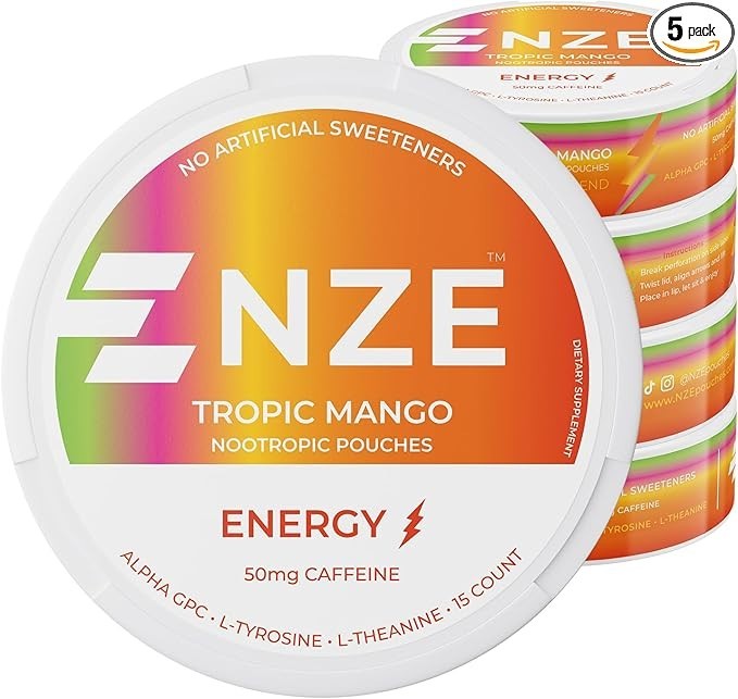 NZE Energy pouches 5 packs of 15 count - TROPIC MANGO