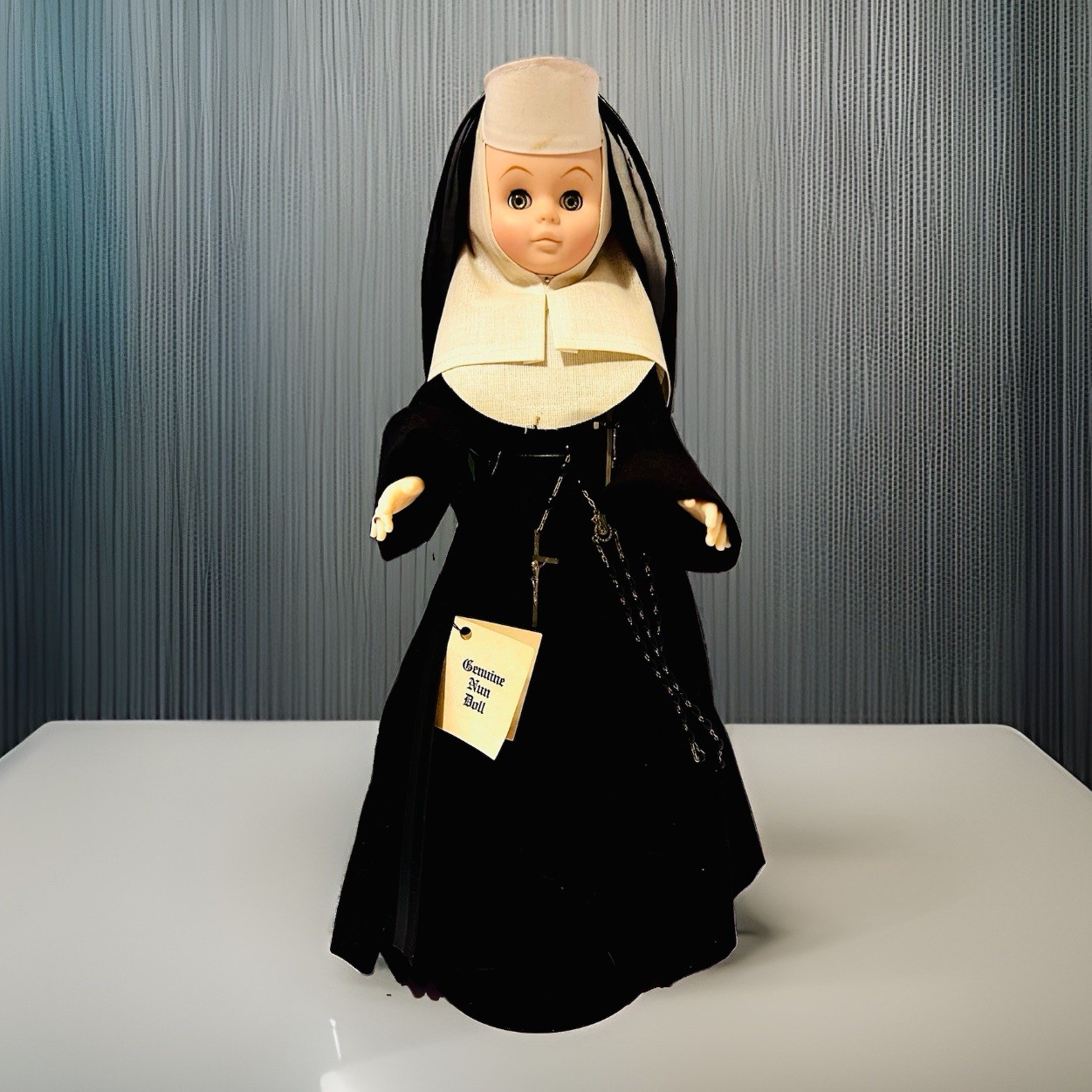 Vintage 1985 Genuine Nun Doll “Sister Of The Order Of Mercy” W/ Box & Stand Vintage 1985 Genuine Nun Doll “Sister Of The Order Of Mercy” W/ Box & Stand