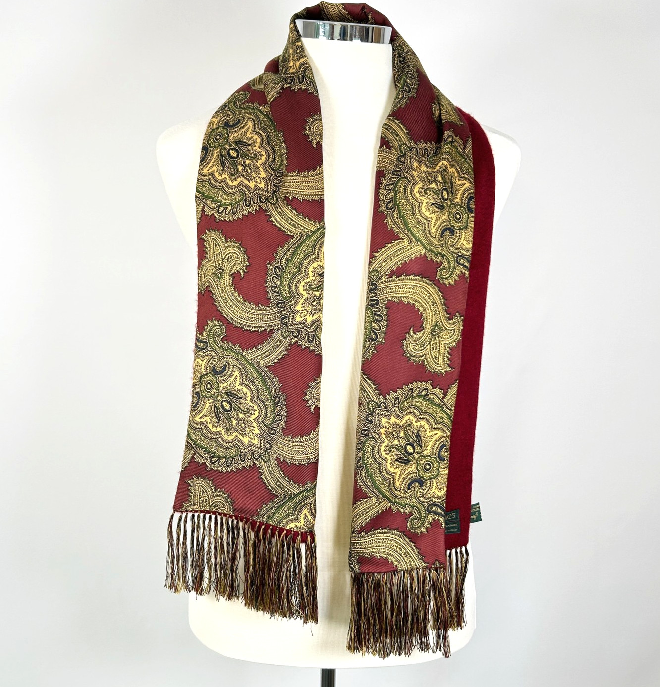 Vintage Drake\'s Reversible Silk Cashmere Paisley Evening Scarf Stole England