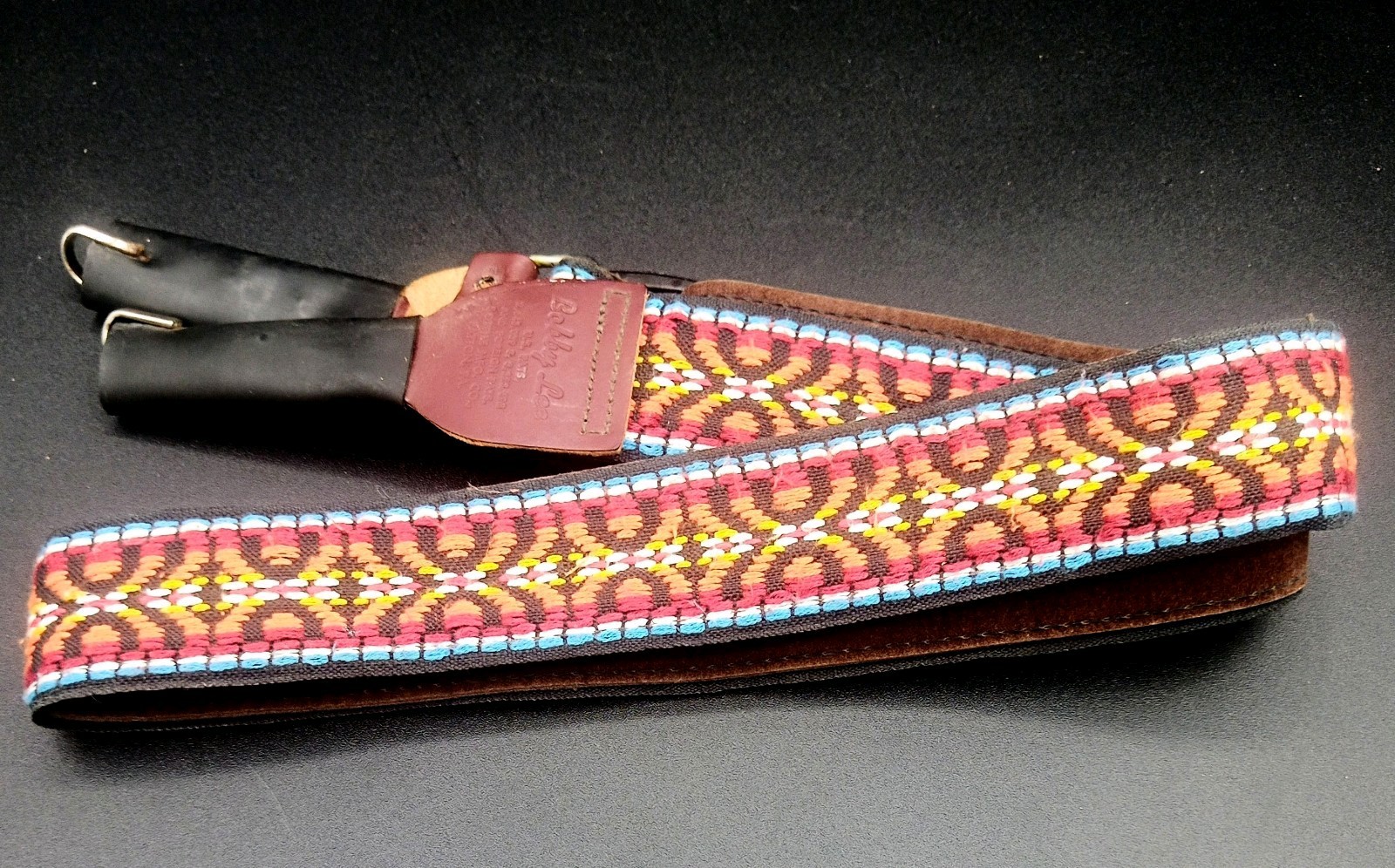 Vtg 60s 70s Bobby Lee Guitar Strap Woven Hippie Jacquard Sottile No-Mishap USA