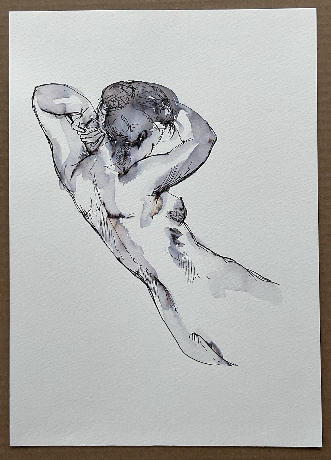 Original Figure Study Ink & Watercolor on Paper After Herbert J. Draper 