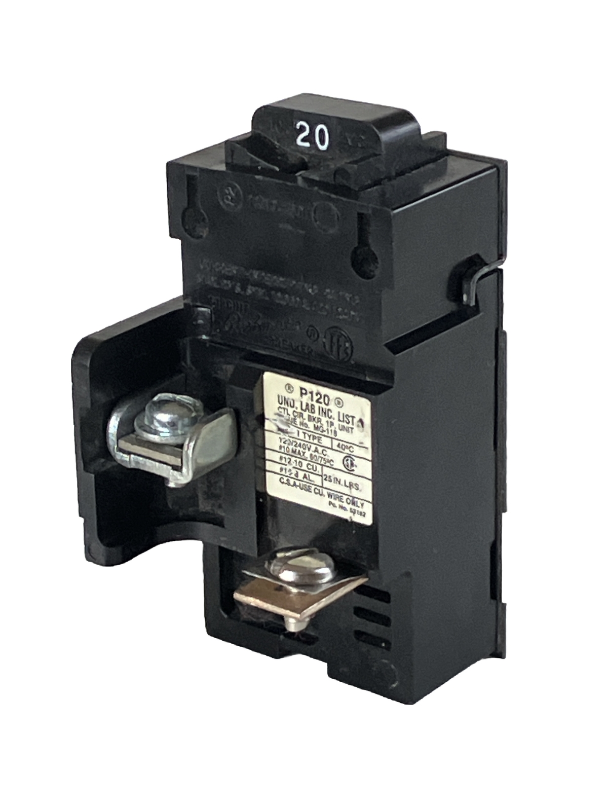 Bulldog P120, 20 Amp, 120 Volt, 1 Pole Pushmatic Circuit Breaker- WARRANTY  