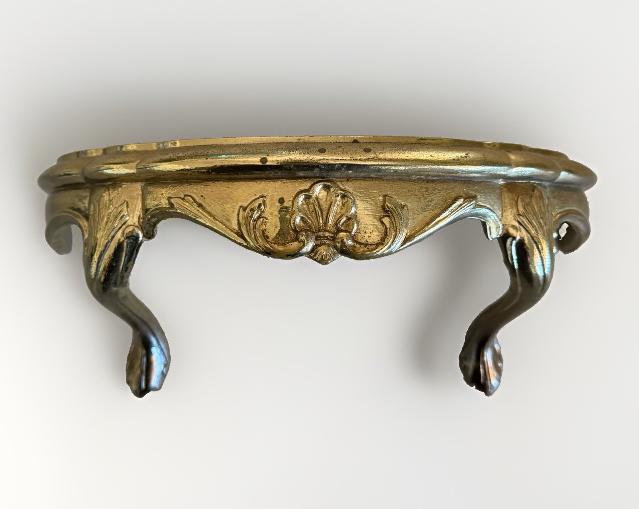 Vintage Hollywood Regency Fancy Gold Resin Half-Moon Wall Shelf - Design 2625