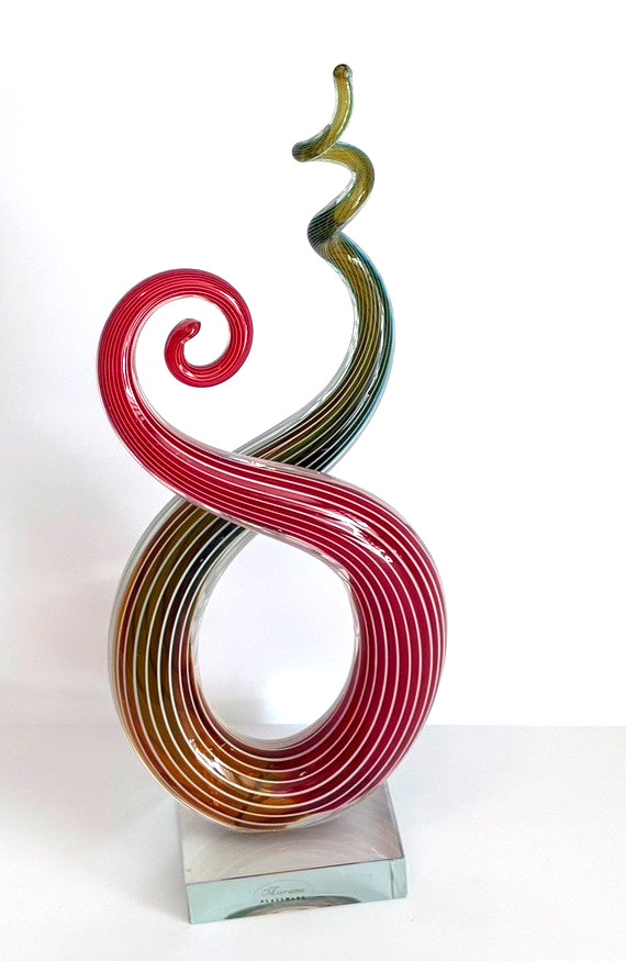 Vtg Murano Glassware Glass Pinstrip Twisted Swirl Art Glass Sculpture 12\ Vtg Murano Glassware Glass Pinstrip Twisted Swirl Art Glass Sculpture 12\