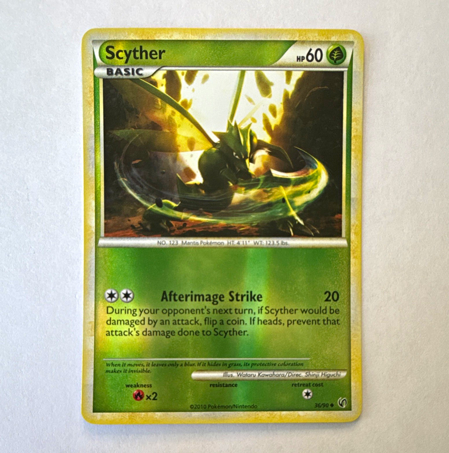2010 POKEMON HEARTGOLD & SOULSILVER UNDAUNTED #36 SCYTHER-REVERSE FOIL-NMT FRESH