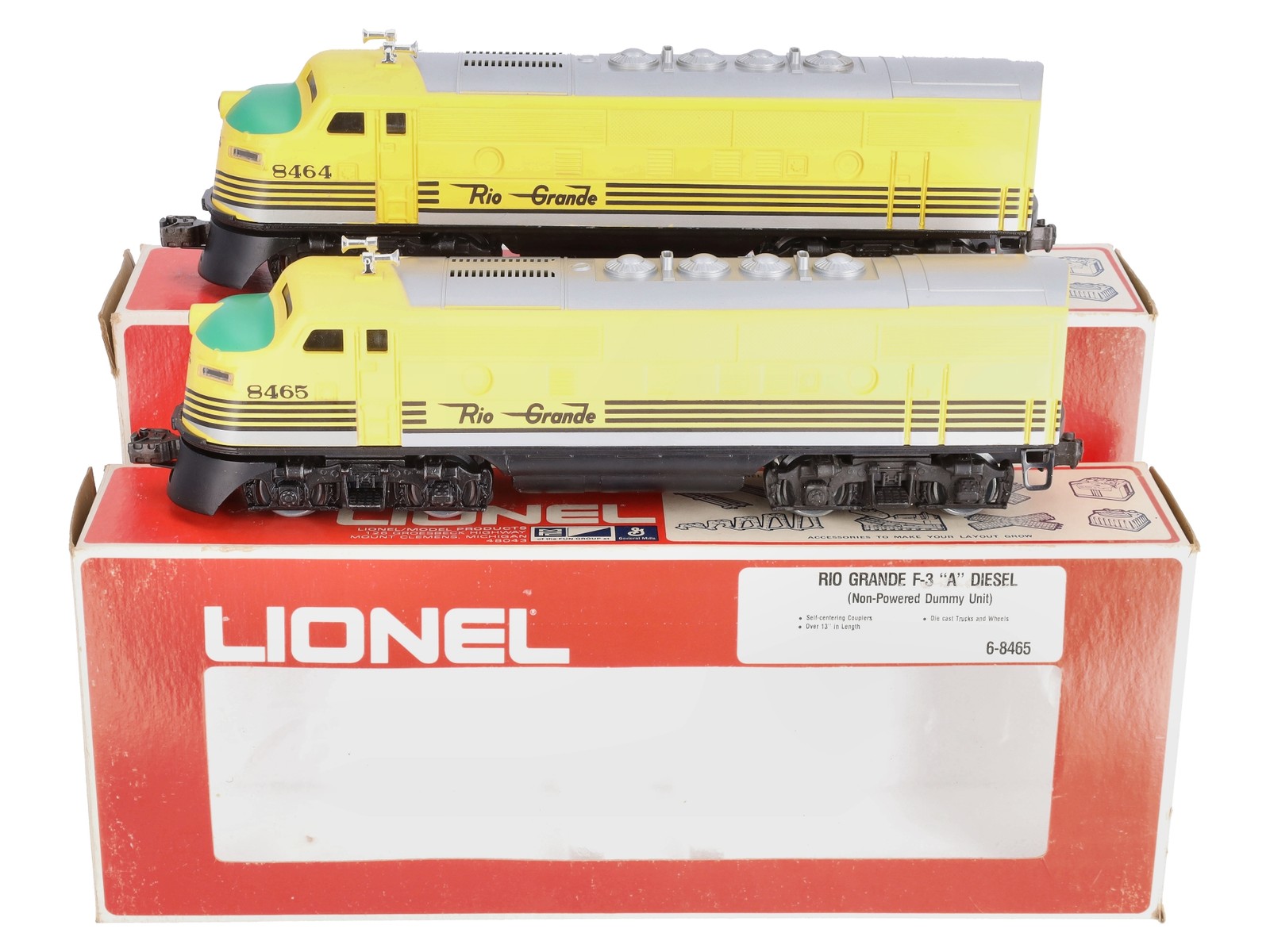 Lionel 6-8464 & 6-8465 O Gauge Rio Grande F3 AA Powered Diesel Locomotive Set EX