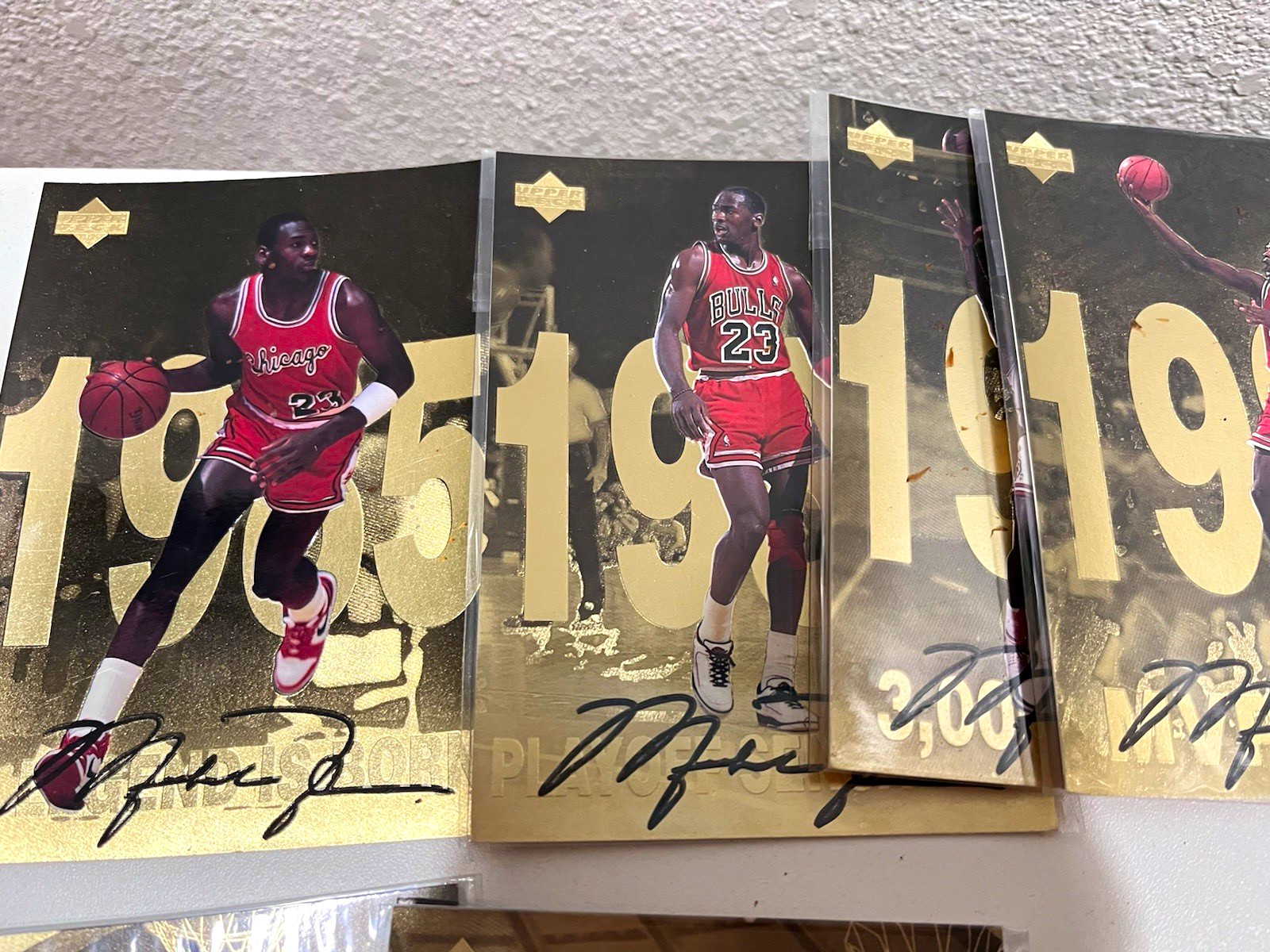 Micheal Jordan upper deck Gatorade set of 12 oversized cards. 1985 to 1997.