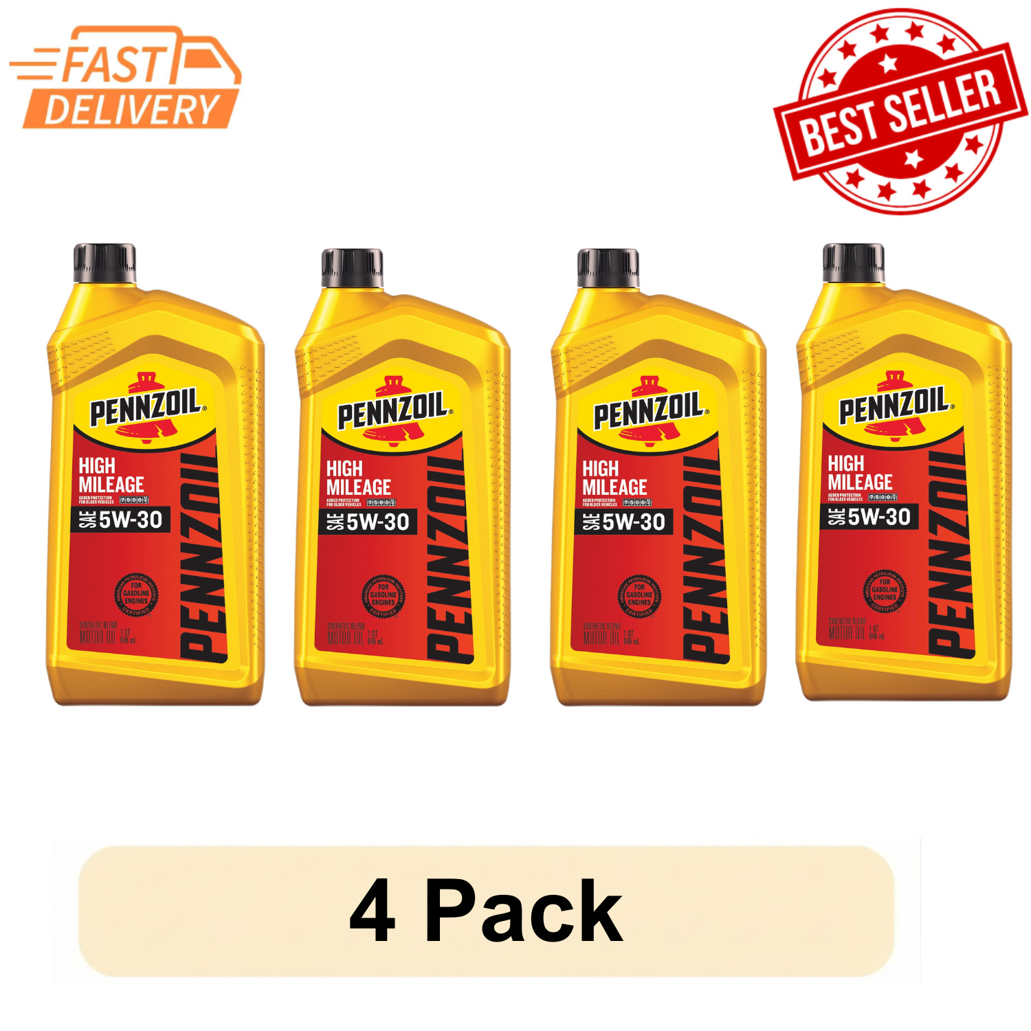 4 Pack Pennzoil SAE 5W-30 Automotive Oil for High Mileage Vehicles 4 Pack Pennzoil SAE 5W-30 Automotive Oil for High Mileage Vehicles