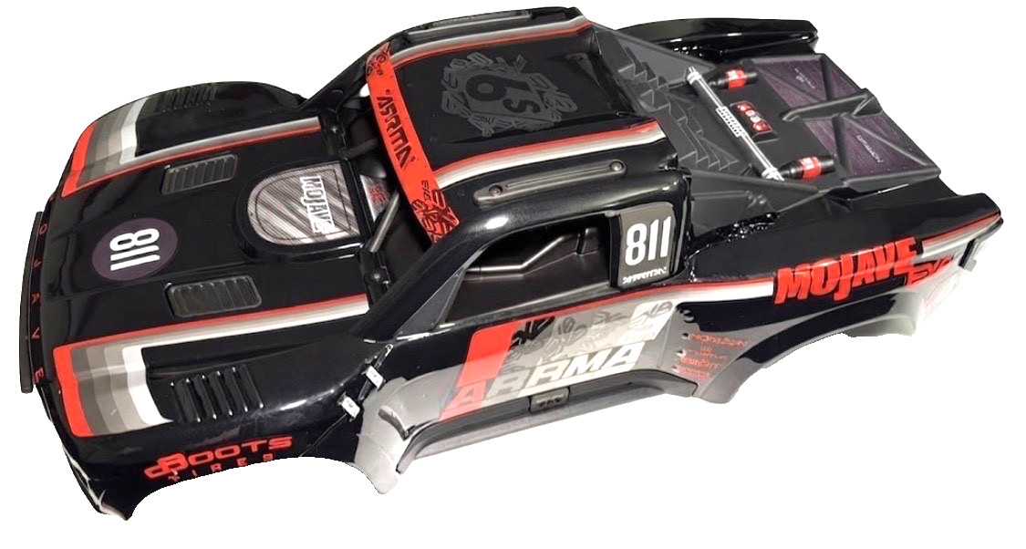 ARRMA MOJAVE 1/7 6S EXB Painted Decaled Clipless Body Black Interior Cockpit AA