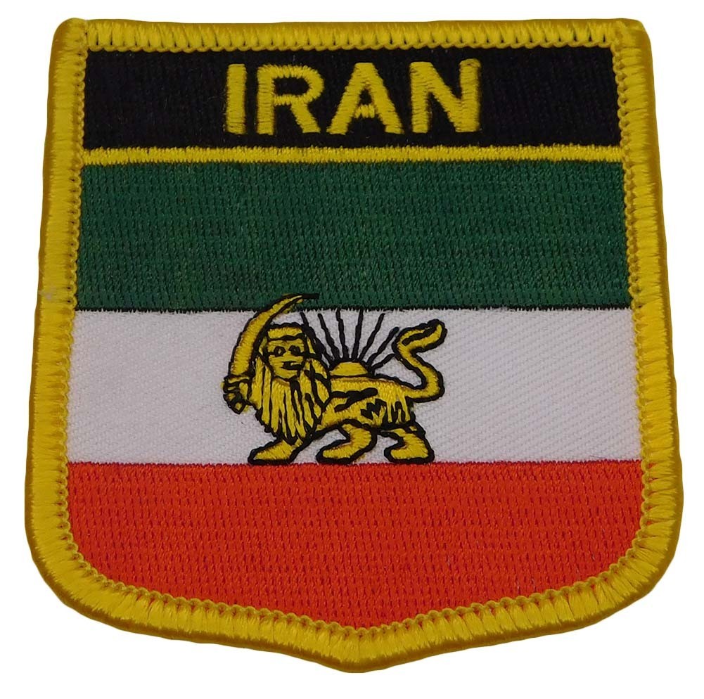 IRAN Persian Lion Old Country Flag Iron On PATCH CREST BADGE SHIELD SHAPED