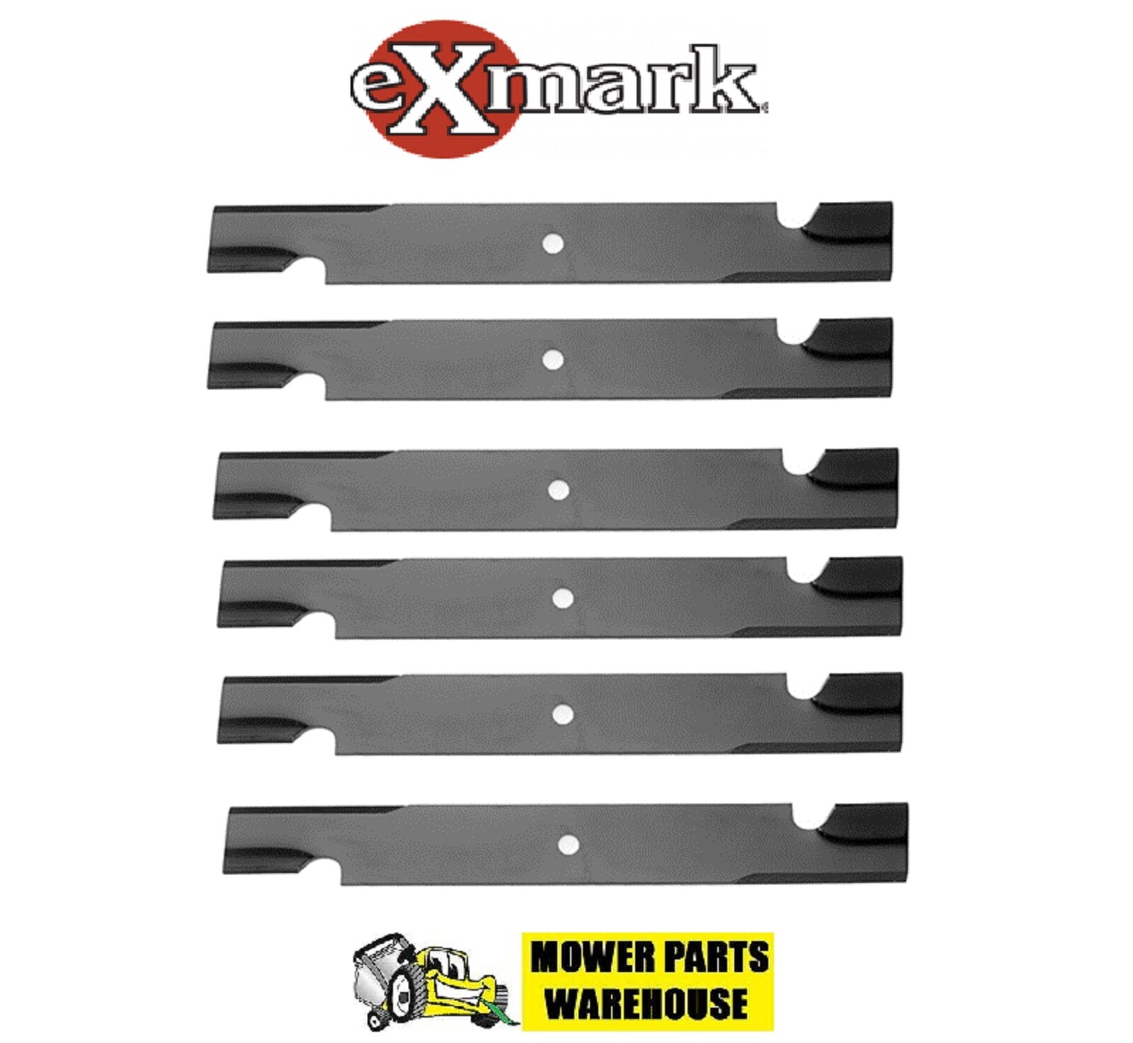 6 PACK NEW REPL EXMARK MOWER NOTCHED HI LIFT BLADES 60\