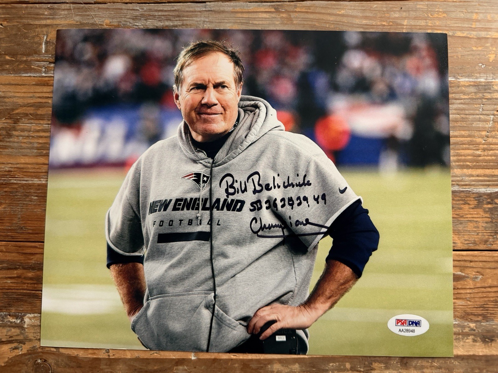 Bill Belichick Autographed 8x10 Patriots Photo Inscribed SB 36 38 39 49 PSA/DNA