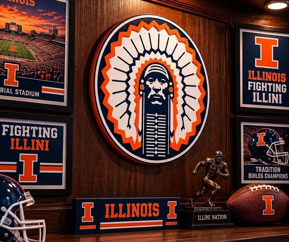 Illinois fighting Illini  wall desk shelf man cave sign 3d print 9\