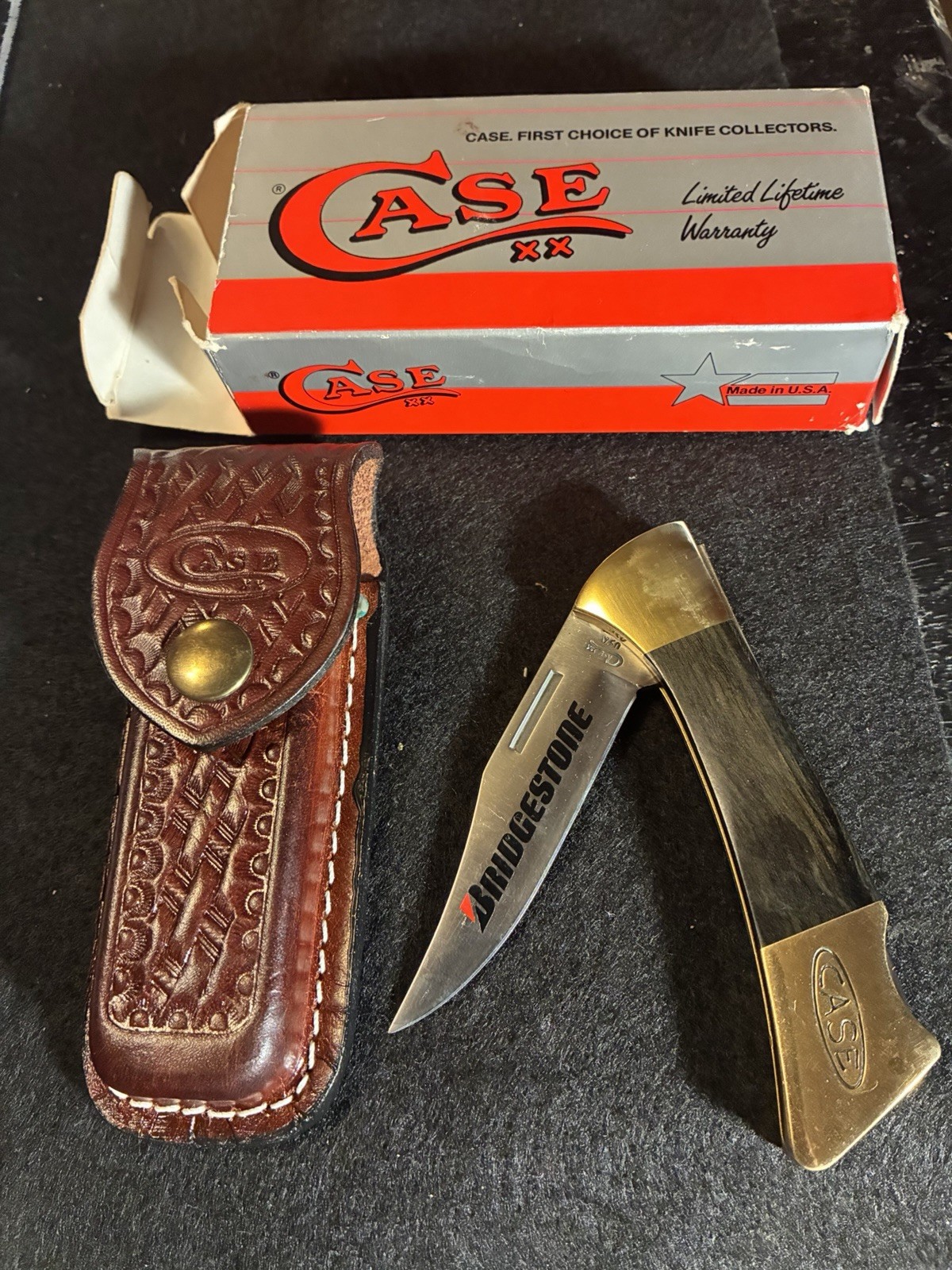 Vintage 1993 Case XX Bridgestone Promo Lockback New W Sheath Box Papers 7 Dots Vintage 1993 Case XX Bridgestone Promo Lockback New W Sheath Box Papers 7 Dots