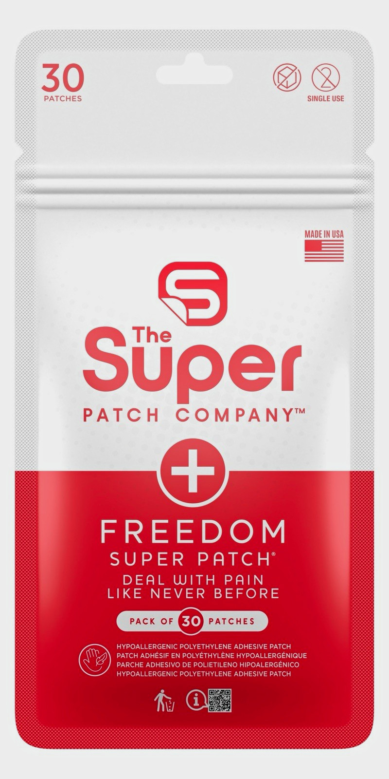 The Super Patch Company Freedom Super Patch Pain Relief Patches 30 Ct Red