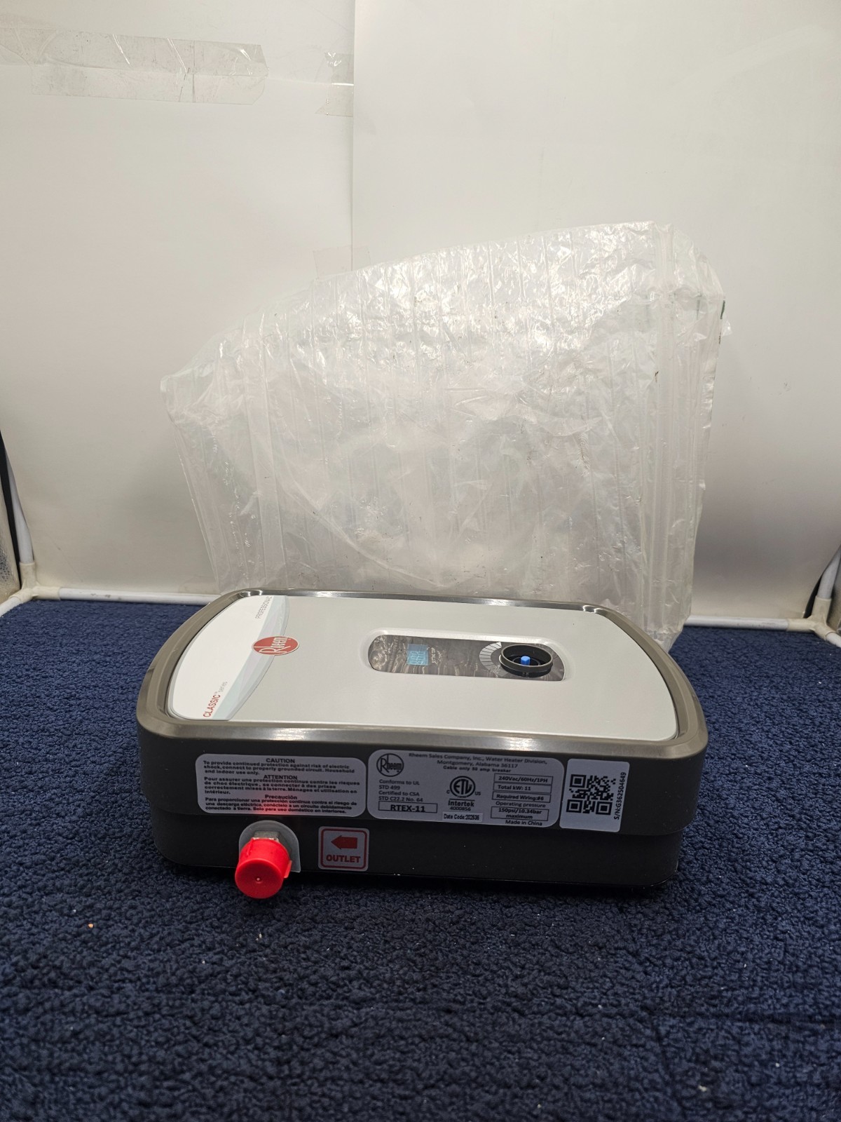 OEM Rheem RTEX-11 11kW 240V Electric Tankless Water Heater 150psi 1PH 60Hz