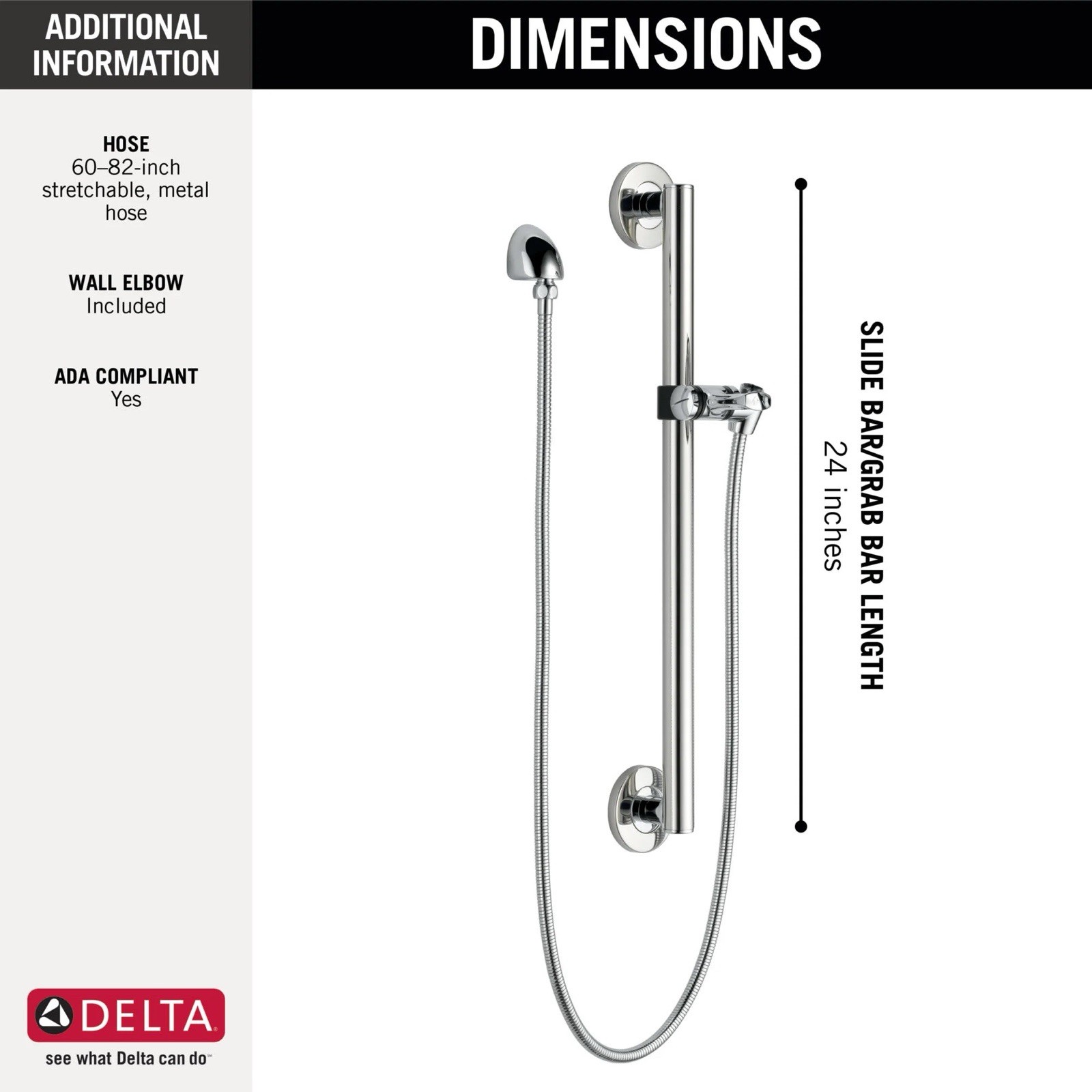 Shower Slide Bar ADA-Compliant - Delta 51600 Chrome New In Box Shower Slide Bar ADA-Compliant - Delta 51600 Chrome New In Box