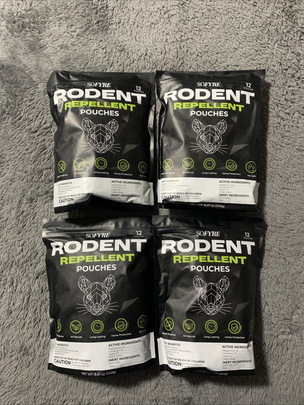 4 X SOFYRE Rodent Repellent Pouches 12 Pk Natural Peppermint Cedarwood Lot Of 4 4 X SOFYRE Rodent Repellent Pouches 12 Pk Natural Peppermint Cedarwood Lot Of 4