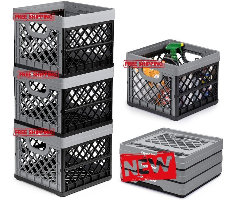 3 Cajas Plegables 25L Apilables Plástico Resistente con Guías para Archivos. Nue