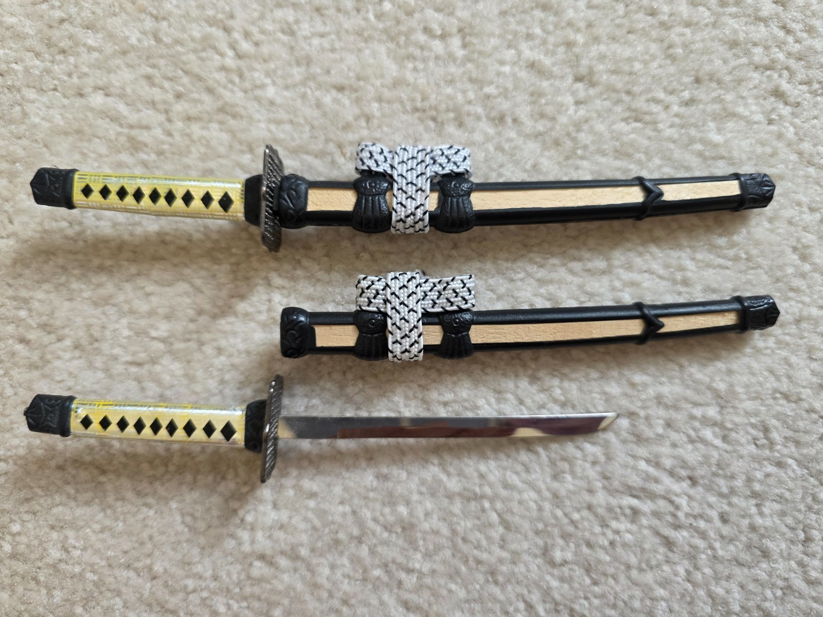 Vintage Mini Twin Japanese Samurai Sword Letter Openers, 8 inches
