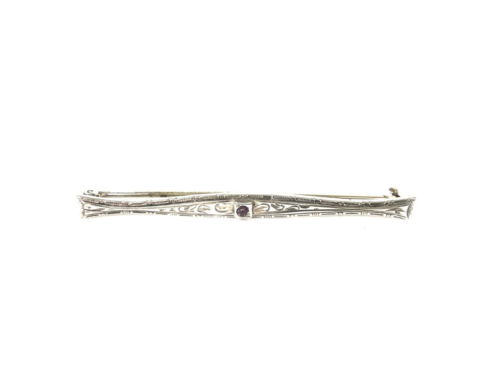 Victorian Antique Art Nouveau ALL Co Sterling Silver Engraved Bar Brooch 2.25\ Victorian Antique Art Nouveau ALL Co Sterling Silver Engraved Bar Brooch 2.25\