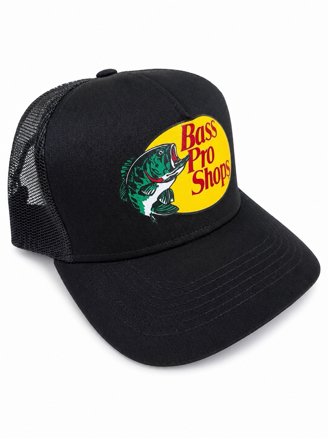 Bass Pro Shops Snapback Hat Cap Black Mesh-Back Trucker Adult Fishing Bass Pro Shops Snapback Hat Cap Black Mesh-Back Trucker Adult Fishing