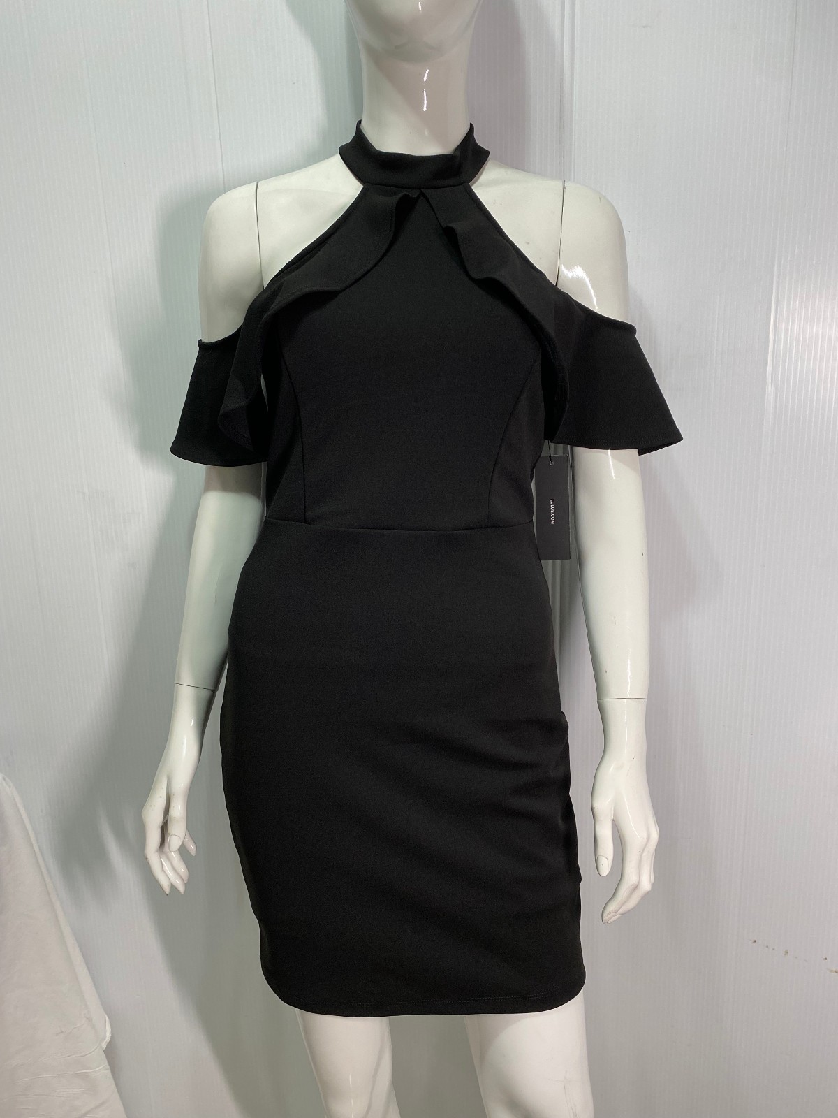 Lulus Collection Dress Black Off-the-Shoulder Bodycon Size M