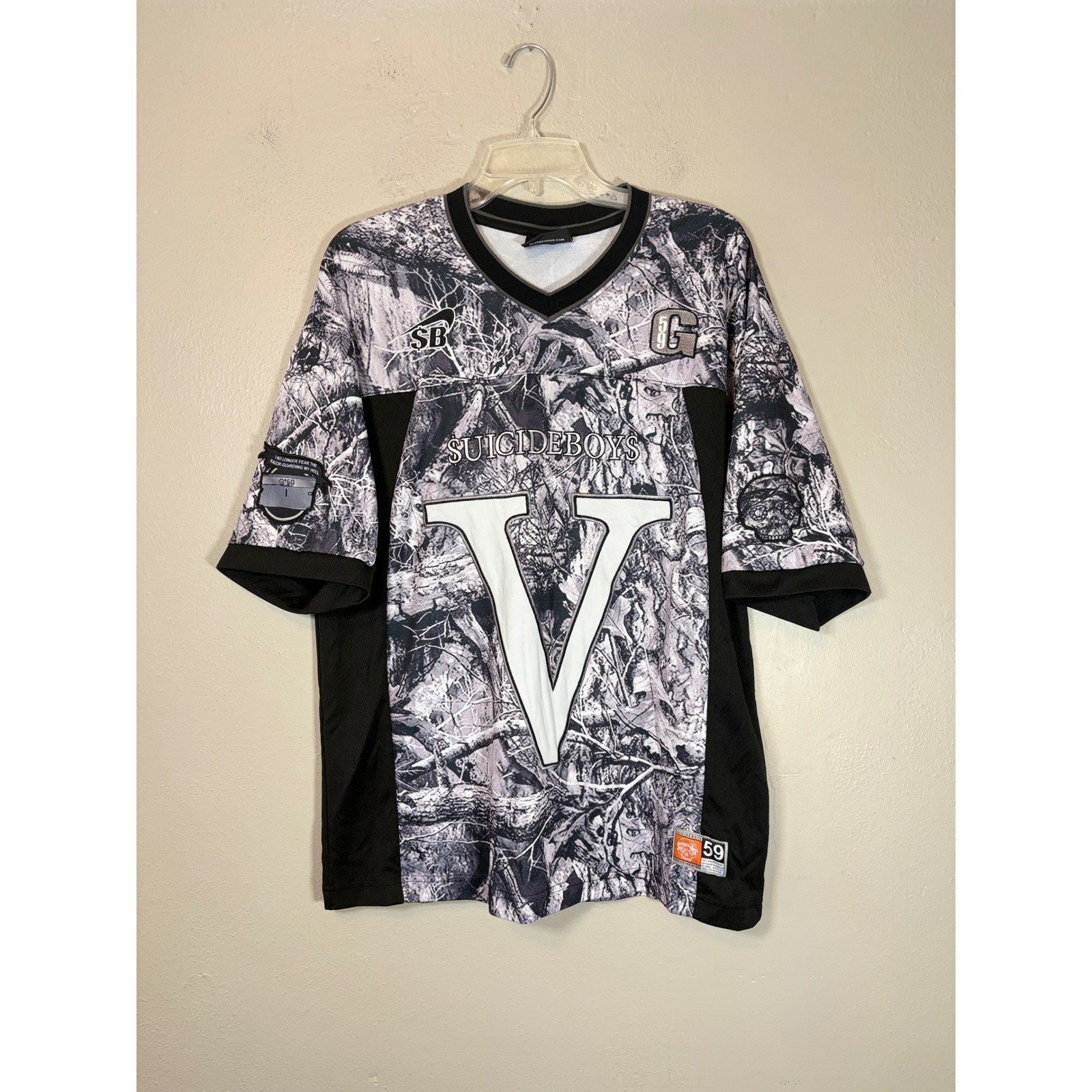 Rare G59 GreyFiveNine $uicideboy$ Camo Football Jersey V IX Size Large L