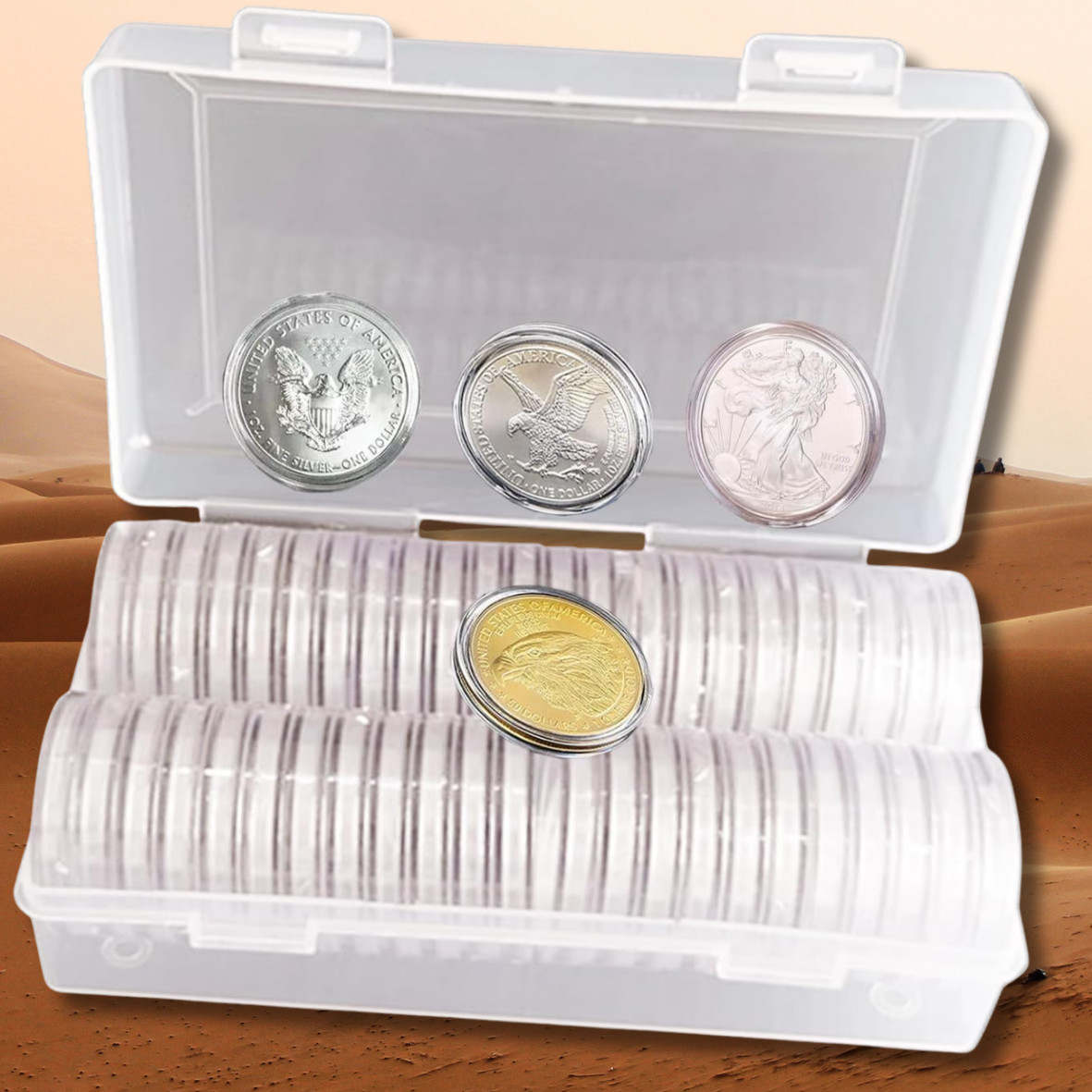 50PCS*40.6mm Coin Capsules Round Plastic Coin Holder White gaskets with Case Box 50PCS*40.6mm Coin Capsules Round Plastic Coin Holder White gaskets with Case Box