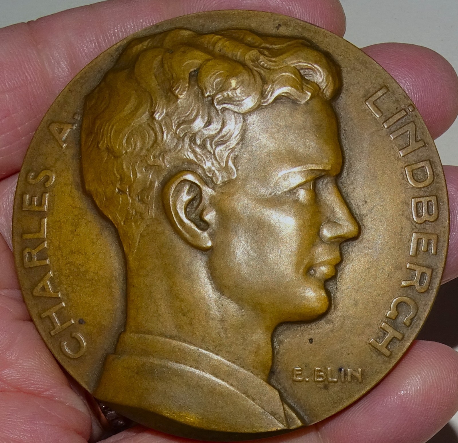 1927 Charles Lindbergh Transatlantic Flight Commemorative Bronze Medallion 1927 Charles Lindbergh Transatlantic Flight Commemorative Bronze Medallion