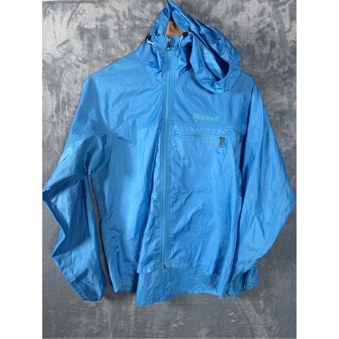Marmot Lightweight Hooded Windbreaker Jacket Blue Women\'s Small Full Zip