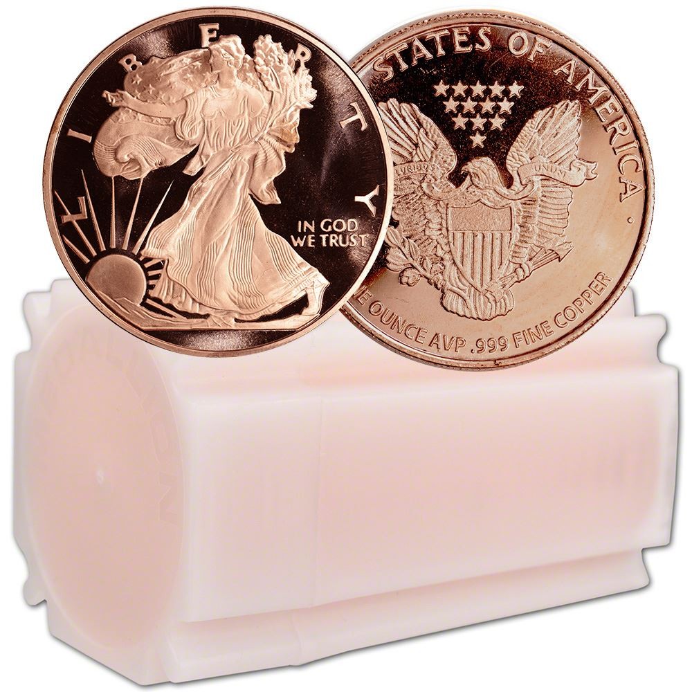 1 oz. Highland Mint Copper Round .999 Fine - Walking Liberty - Tube of 20 1 oz. Highland Mint Copper Round .999 Fine - Walking Liberty - Tube of 20