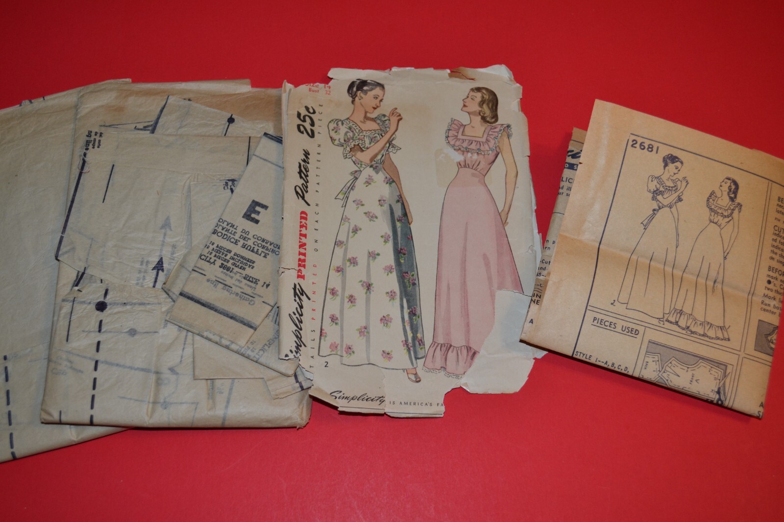 Simplicity 2681 sewing pattern, womens dress, size 14, vintage, cut & complete