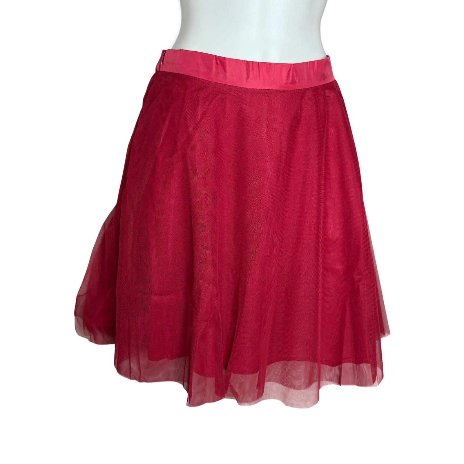 Unique Vintage Tulip B Red Tulle A-line Swing Mini Skirt S NWT