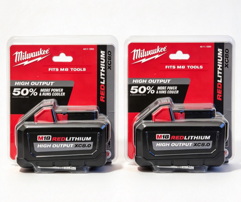 2 Pack M18 REDLITHIUM HIGH OUTPUT XC8.0 18V 8Ah Lithium Battery 48-11-1880