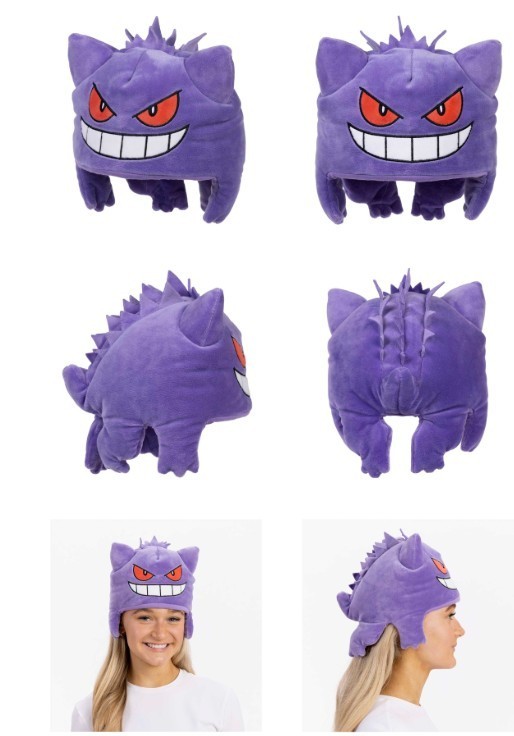 Pokemon Gengar Partner Plush Hat Adult One Size Pokemon Center Original NWT