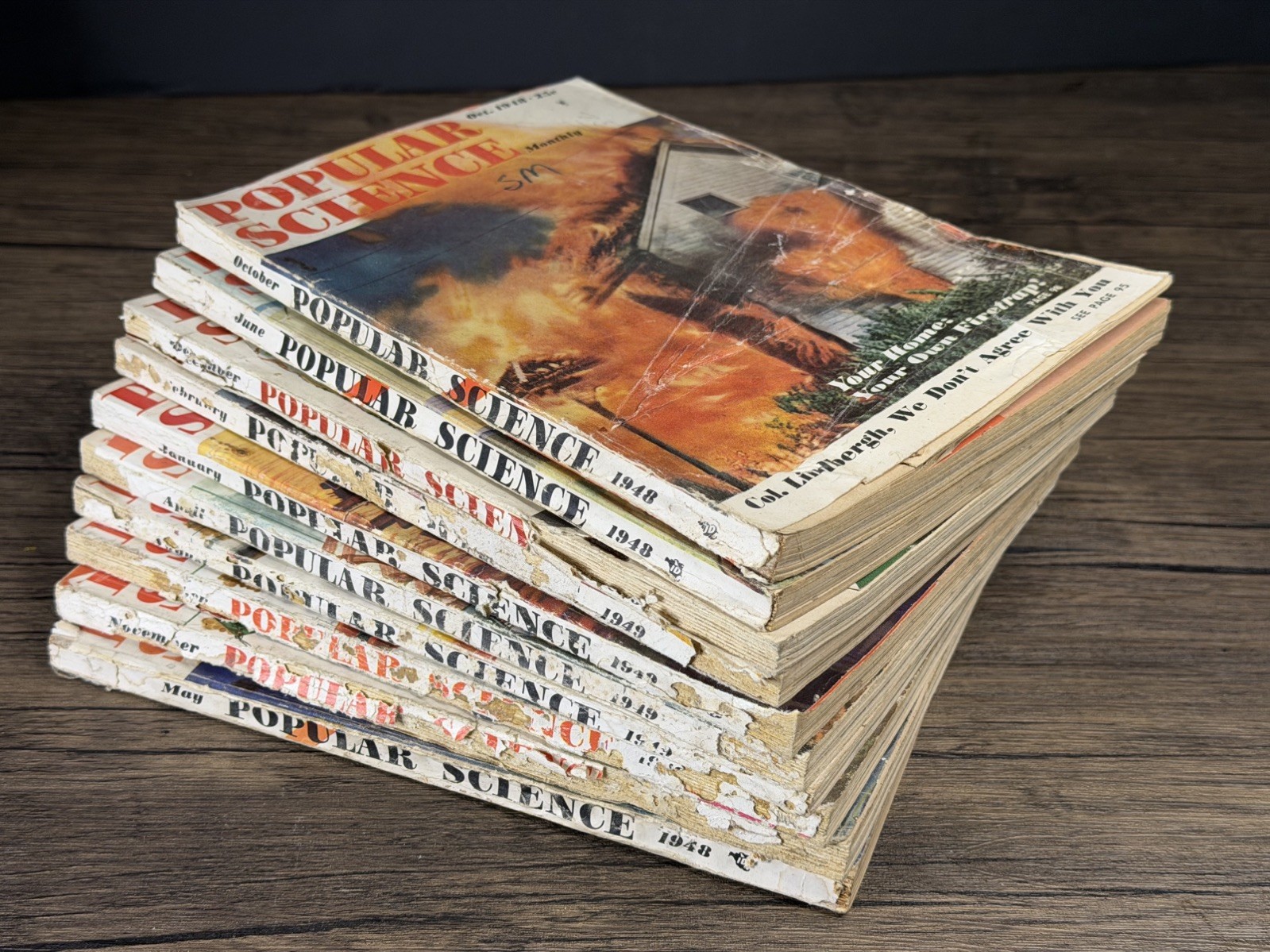 Lot of 10 Popular Science Magazines 1949 Vintage WWII Aviation Defense Military